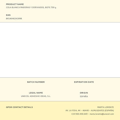 COLA BLANCA MADERAS Y DERIVADOS, BOTE 750 g