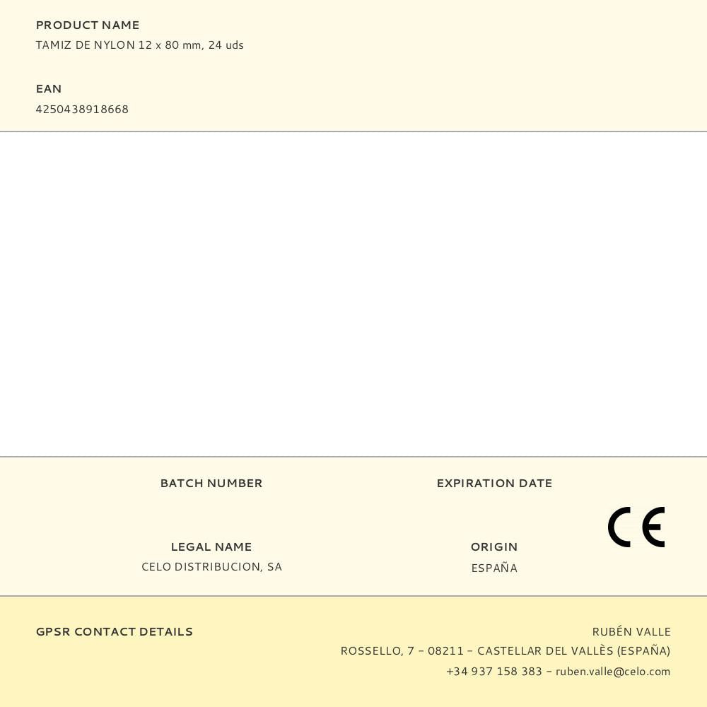 TAMIZ DE NYLON 12 x 80 mm, 24 uds