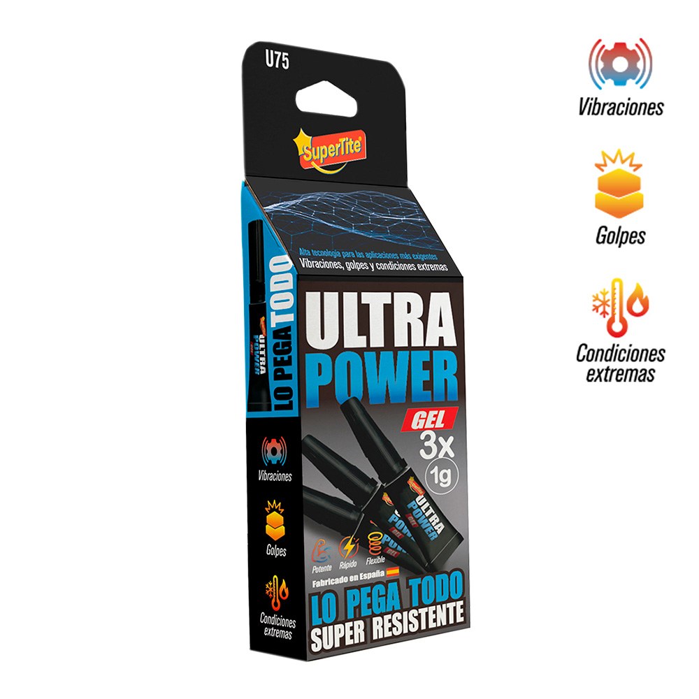 ADHESIVO INSTANTÁNEO GEL ULTRA POWER, BLISTER 3 x 1 g