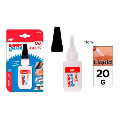 PEGAMENTO CIANOCRILATO INSTANTÁNEO, SHARK GLUE 08 XXL, 20 g, BLISTER