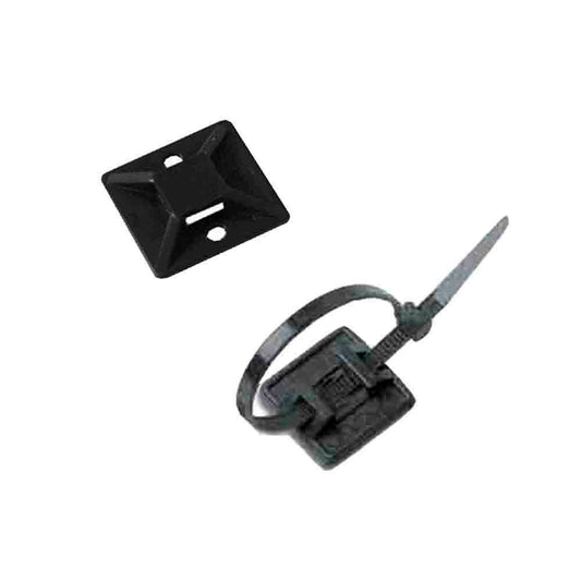 SOPORTE ADHESIVO PARA BRIDA, NEGRO, BLISTER, 100 uds