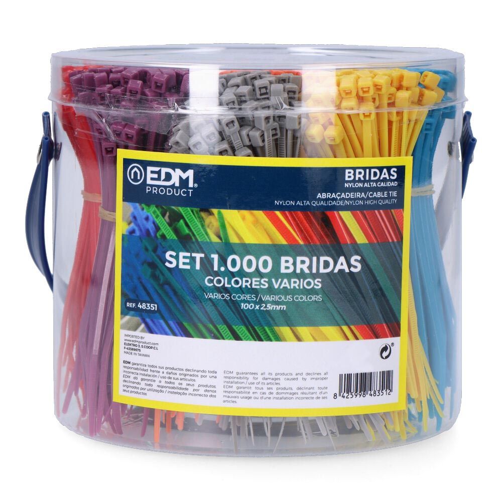 BRIDAS, NYLON, ALTA CALIDAD, 100 x 2,5 mm, 1000 uds, BOTE