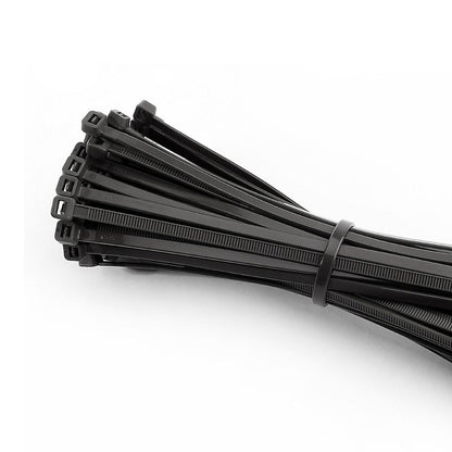 BRIDAS, REUTILIZABLES, NYLON, ALTA CALIDAD, NEGRO, 200 x 4,5 mm, BOLSA, 100 uds