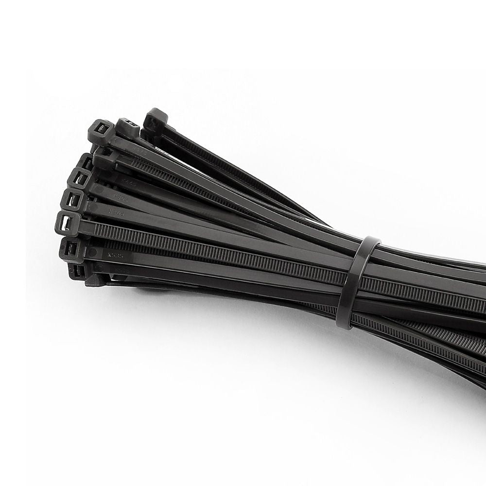 BRIDAS, REUTILIZABLES, NYLON, ALTA CALIDAD, NEGRO, 300 x 4,5 mm, BOLSA, 100 uds