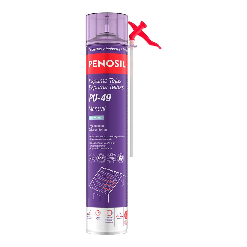 ESPUMA POLIURETANO PARA PEGADO DE TEJAS PU-49M MANUAL GRIS, 750 ml