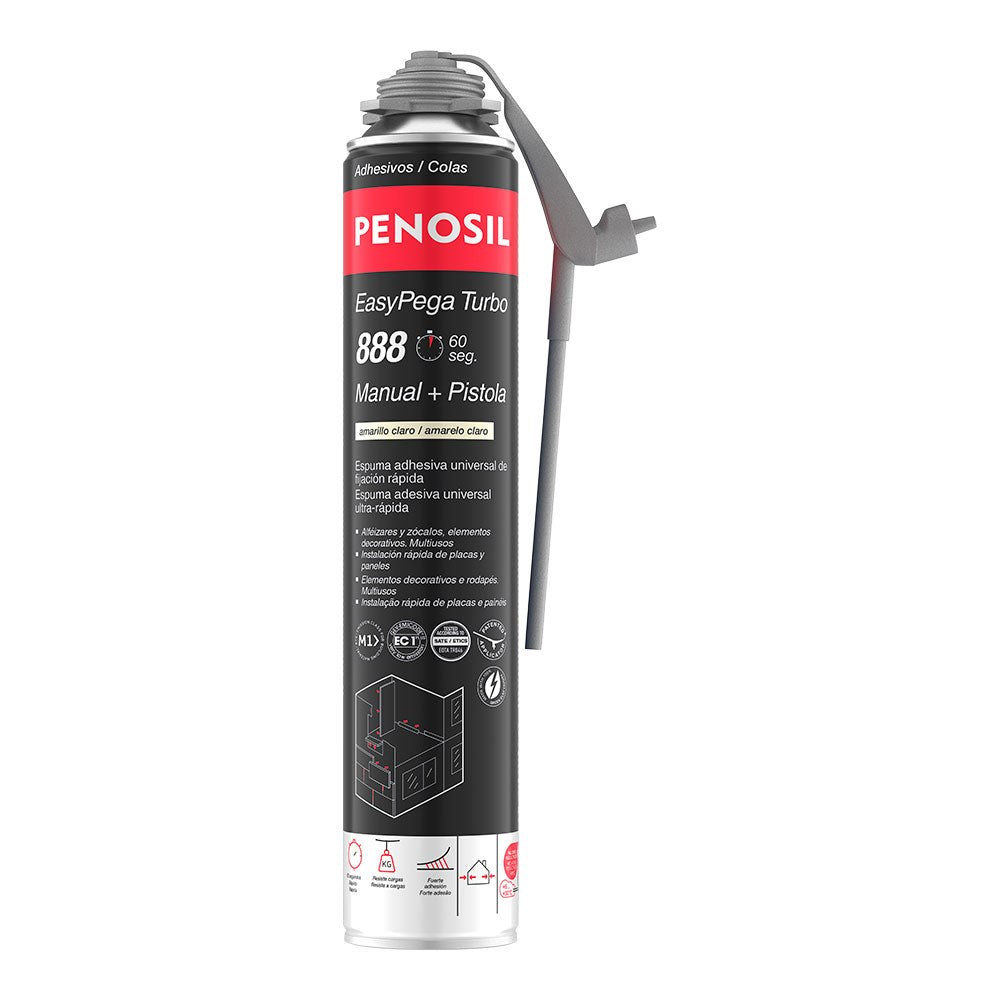 ESPUMA POLIURETANO ADHESIVA EASYPEGA TURBO 888, AMARILLO CLARO, 750 ml