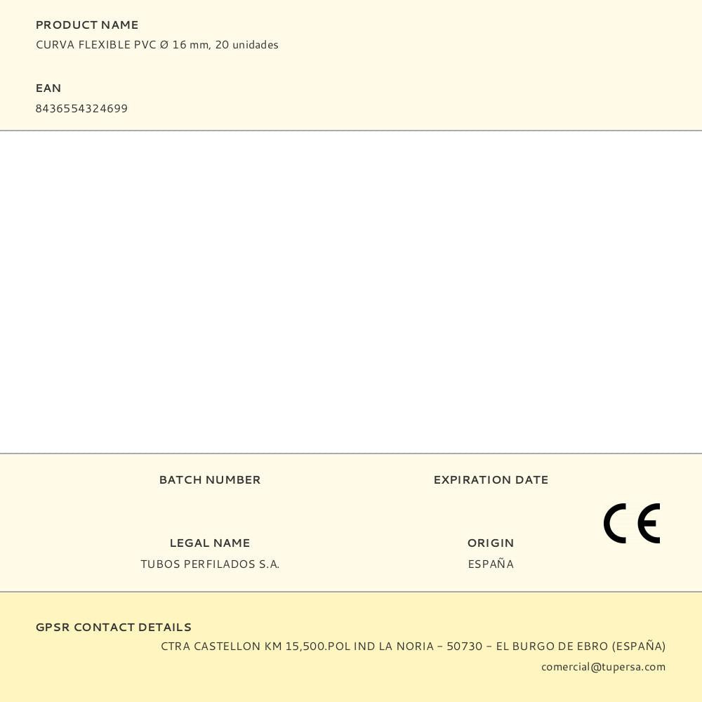 CURVA FLEXIBLE PVC Ø 16 mm, 20 unidades