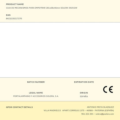 CAJA DE MECANISMOS PARA EMPOTRAR 281x68x46mm SOLERA 5925GW