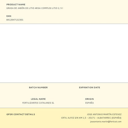 GRASA DE JABÓN DE LITIO, ARGA COMPLEX LITIO 2, 400 g