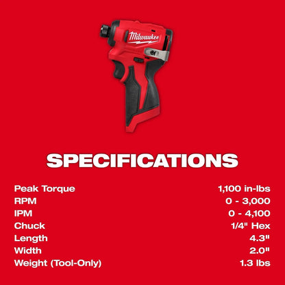 Atornillador de Impacto Subcompacto Milwaukee M12 BLIDRC-0 (1/4" Hex)