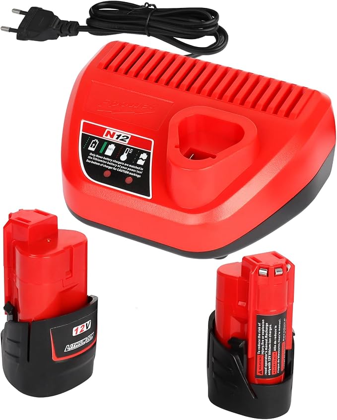 Kit 2x Baterías 12V 3.0Ah + Cargador (Compatible Milwaukee M12)