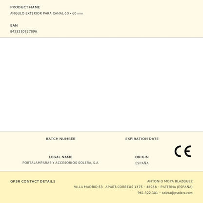 ANGULO EXTERIOR PARA CANAL 60 x 60 mm