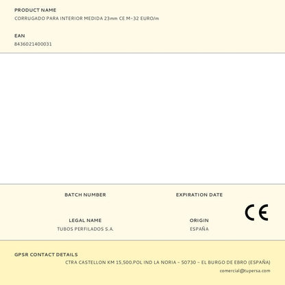 CORRUGADO PARA INTERIOR MEDIDA 23mm CE M-32 EURO/m