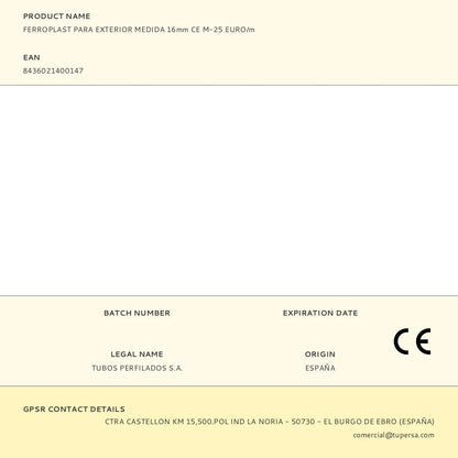 FERROPLAST PARA EXTERIOR MEDIDA 16mm CE M-25 EURO/m