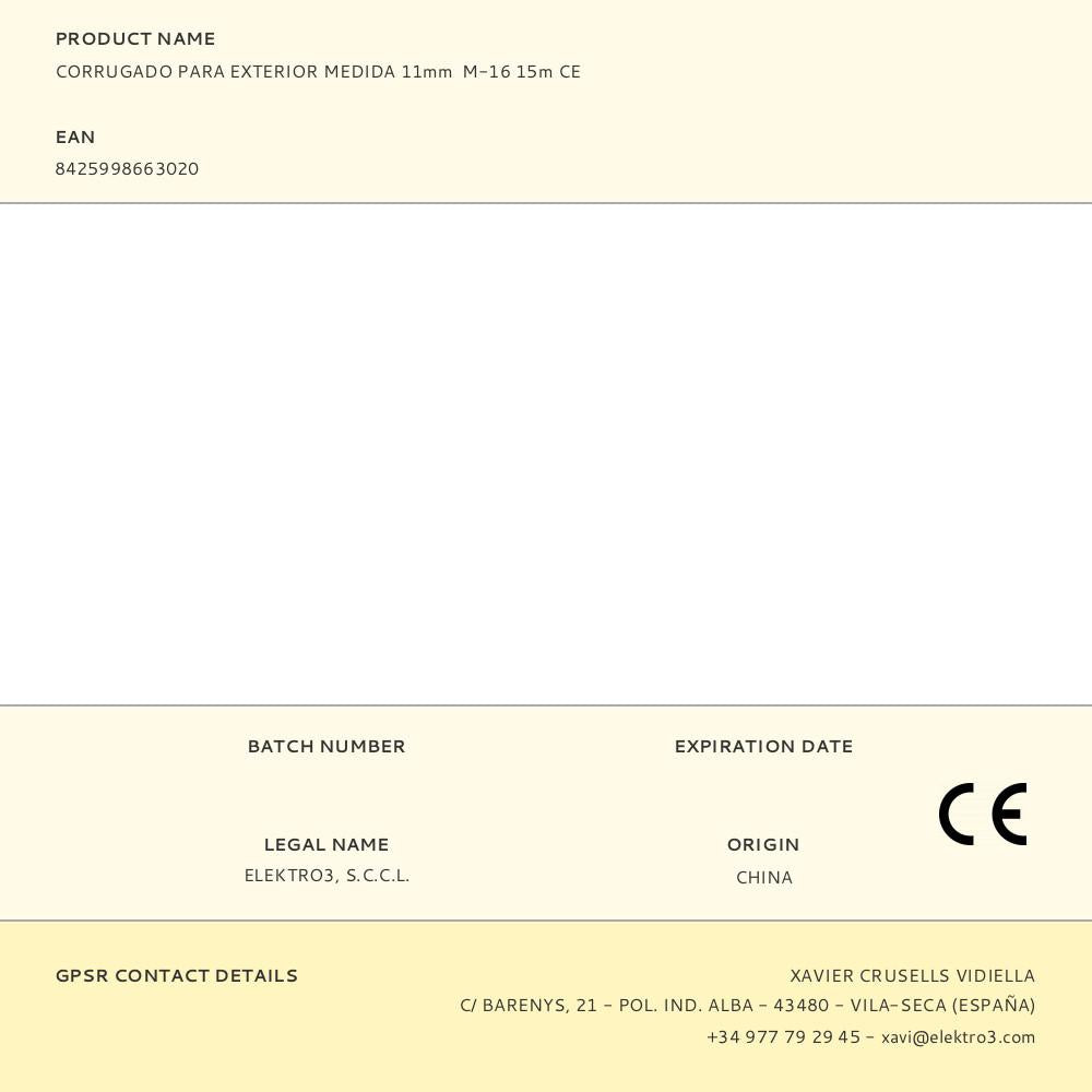 CORRUGADO PARA EXTERIOR MEDIDA 11mm  M-16 15m CE
