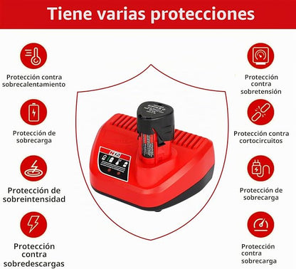 Kit 2x Baterías 12V 3.0Ah + Cargador (Compatible Milwaukee M12)