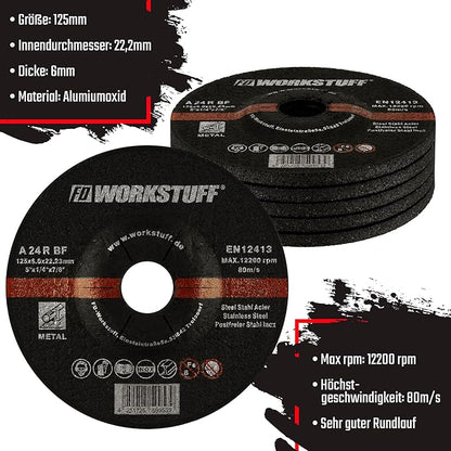 Pack 5 Discos de Desbaste Fd-Workstuff 125x6.0mm (Metal)