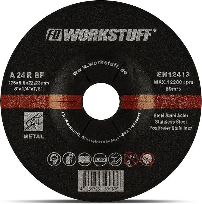 Pack 5 Discos de Desbaste Fd-Workstuff 125x6.0mm (Metal)