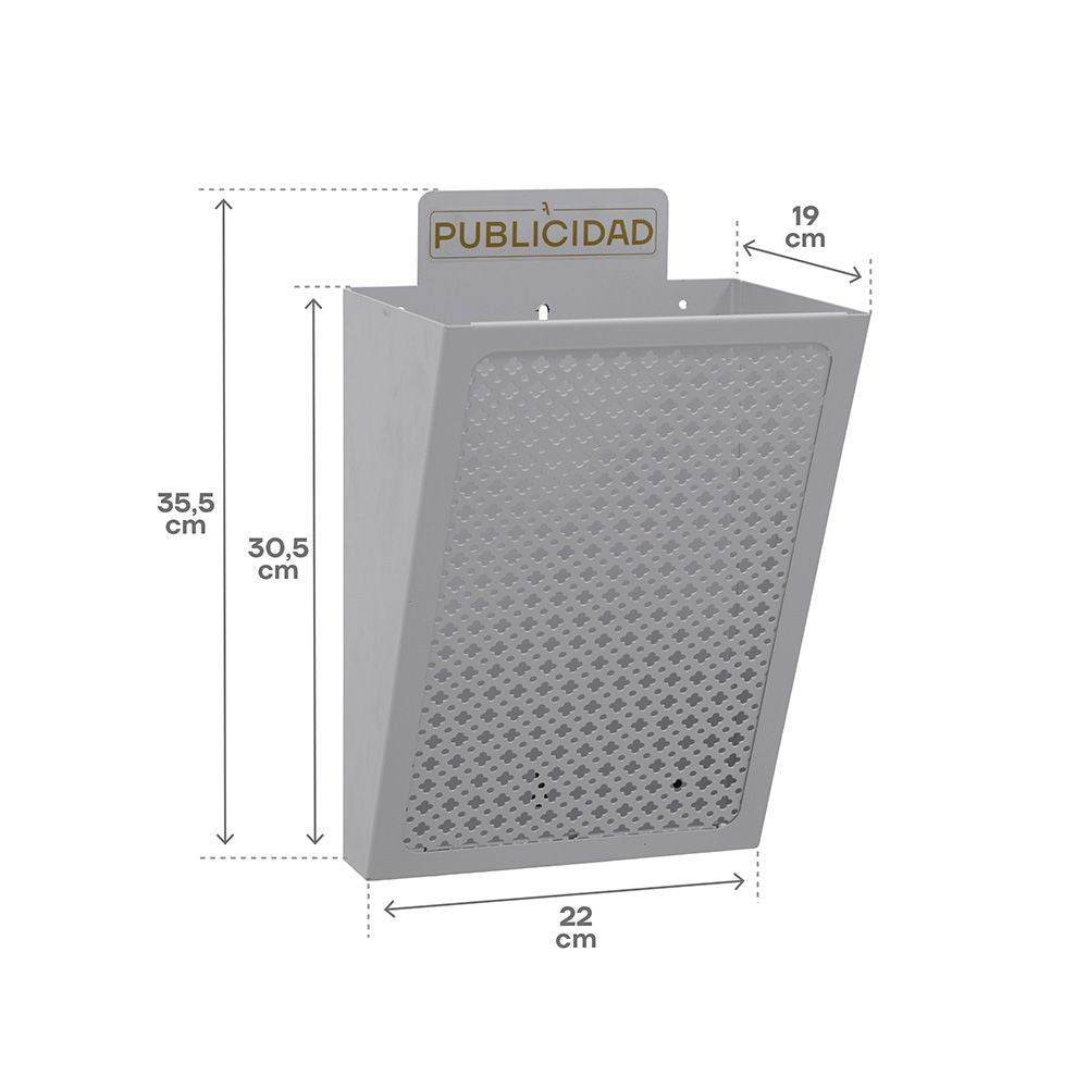 CESTA DE PUBLICIDAD E2302, ACERO, PLATA, 22 x 19 x 35,5 cm
