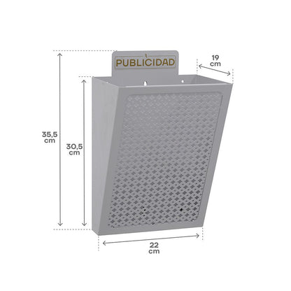 CESTA DE PUBLICIDAD E2302, ACERO, PLATA, 22 x 19 x 35,5 cm