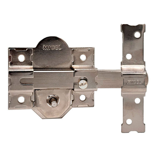 CERROJO, SEGURIDAD, SOBREPONER, MODELO CRR08, DE ACERO CON ACABADO NÍQUEL, 86B/50 mm, CON 3 LLAVES SERRATA