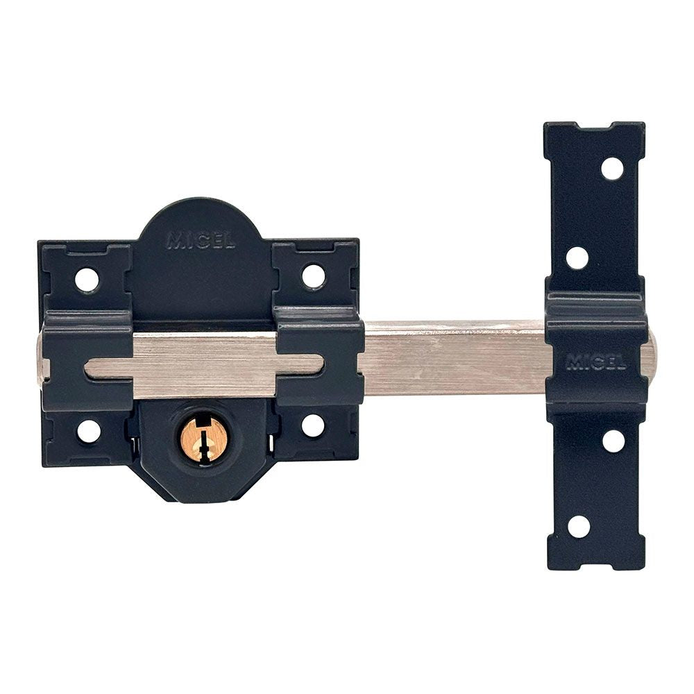 CERROJO, SEGURIDAD, SOBREPONER, MODELO CRR09, DE ACERO CON ACABADO GRIS, 86L/50 mm, CON 3 LLAVES SERRATA