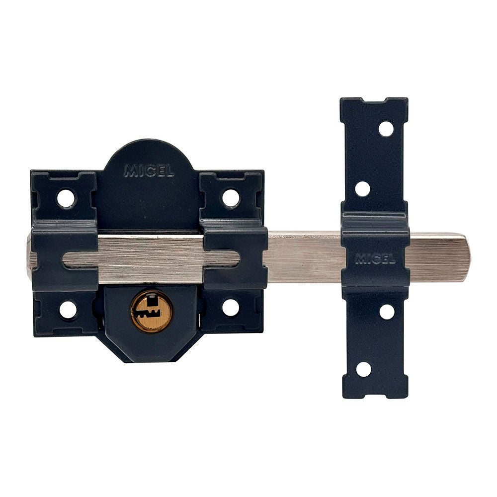 CERROJO, SEGURIDAD, SOBREPONER, MODELO CRR11, DE ACERO CON ACABADO GRIS, 86L/50 mm, CON 5 LLAVES Y CADENILLA