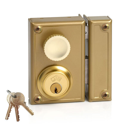 CERRADURA, SOBREPONER, MODELO 34-7D, GOLPE Y LLAVE, CON POMO, CAJA 70 mm, CILINDRO 52 mm, MANO DERECHA