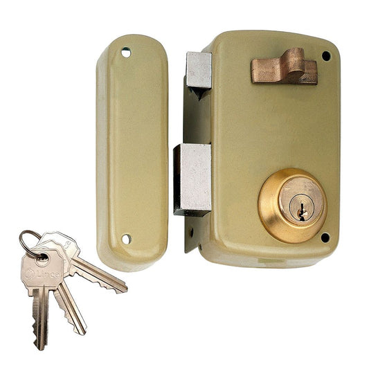 CERRADURA, SOBREPONER, MODELO 95056AHE70I, CON CILINDRO 5056A, ENTRADA 70 mm, MANO IZQUIERDA