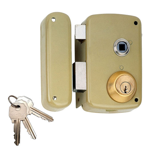 CERRADURA, SOBREPONER, MODELO 95056BHE60I, CON CILINDRO 5056B, ENTRADA 60 mm, MANO IZQUIERDA
