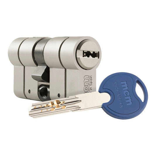 CILINDRO SCX+ DE ALTA SEGURIDAD ANTI-ROTURA, ANTIBUMPING Y ANTIGANZÚA. 30-30 NÍQUEL Y DOBLE EMBRAGUE. SCX+DEN:30-30 MCM