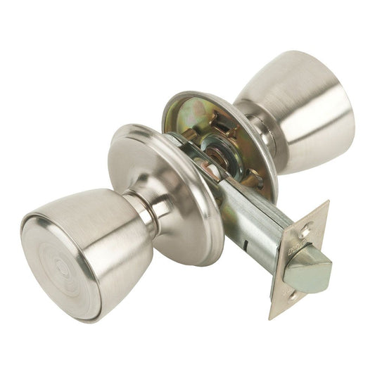 CERRADURA CON POMO, POMO LIBRE EN EXTERIOR Y INTERIOR, MODELO 510-4-4-70, ACABADO INOXIDABLE