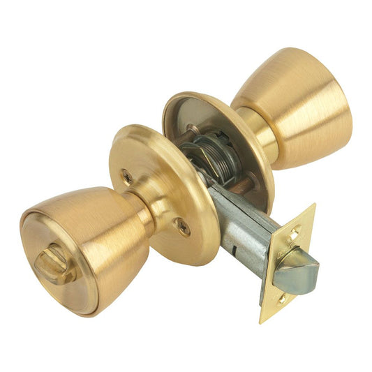 CERRADURA CON POMO, POMO CON CONDENA, MODELO 509B-3-3-70, ACABADO LATÓN