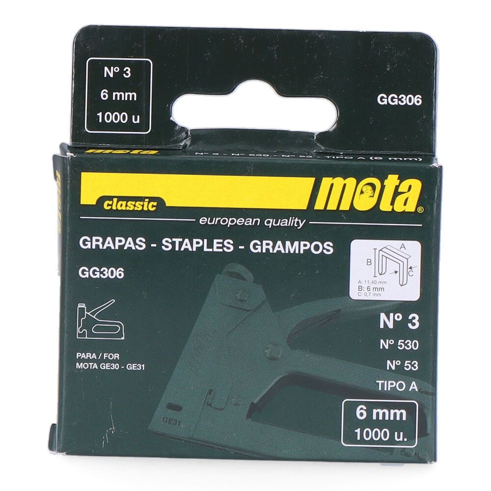GRAPAS Nº 3 DE 6 mm ESPESOR 0,7mm, 1000 uds
