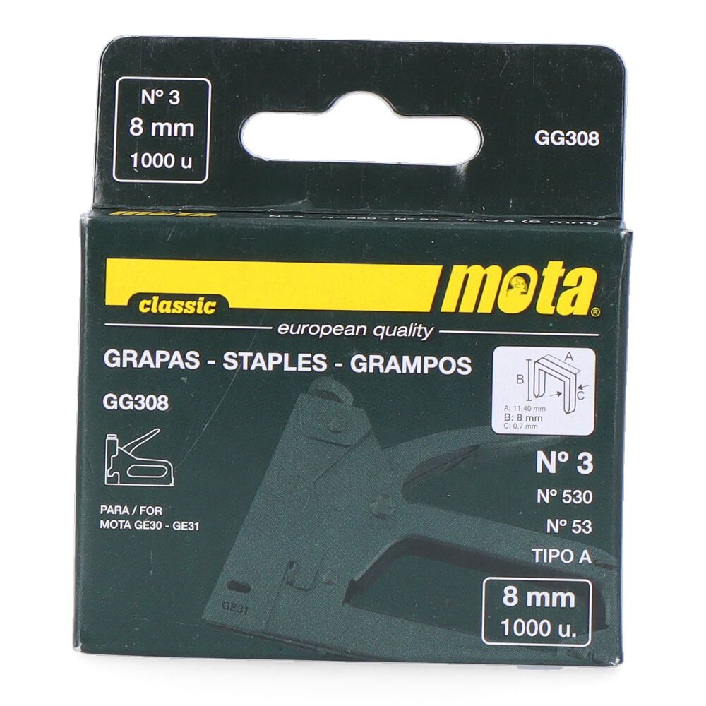 GRAPAS Nº 3 DE 8 mm ESPESOR 0,7 mm, 1000 uds