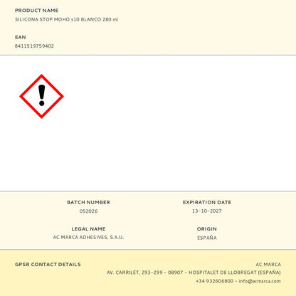 SILICONA STOP MOHO x10 BLANCO 280 ml
