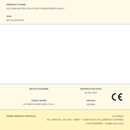 SILICONA NEUTRA SELLATODO TRANSPARENTE 280 ml