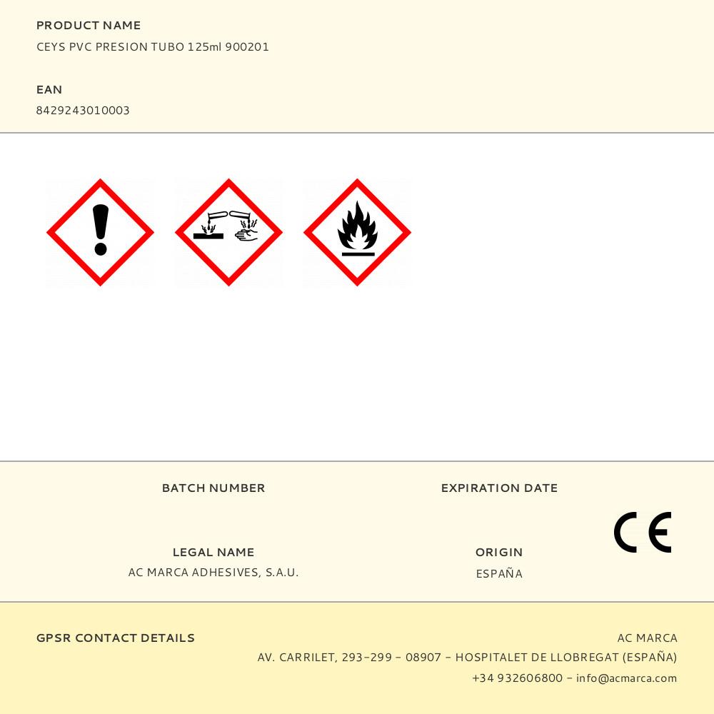 ADHESIVO PVC PRESION TUBO 125 ml