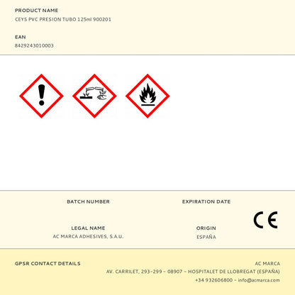 ADHESIVO PVC PRESION TUBO 125 ml
