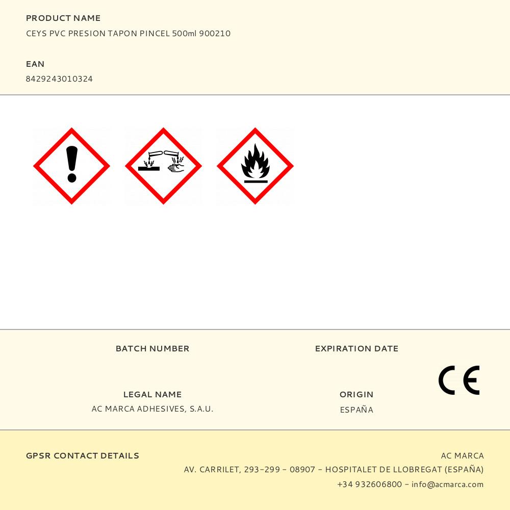 ADHESIVO PVC PRESION TAPON PINCEL 500 ml