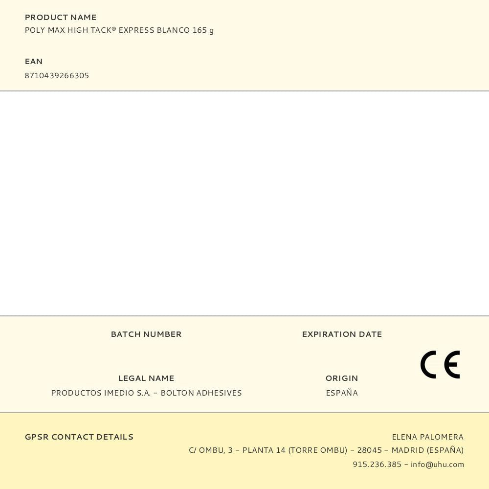 POLY MAX HIGH TACK® EXPRESS BLANCO 165 g