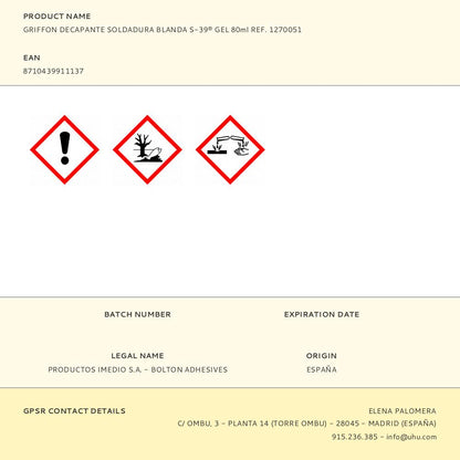 DECAPANTE SOLDADURA BLANDA S-39® GEL 80 ml