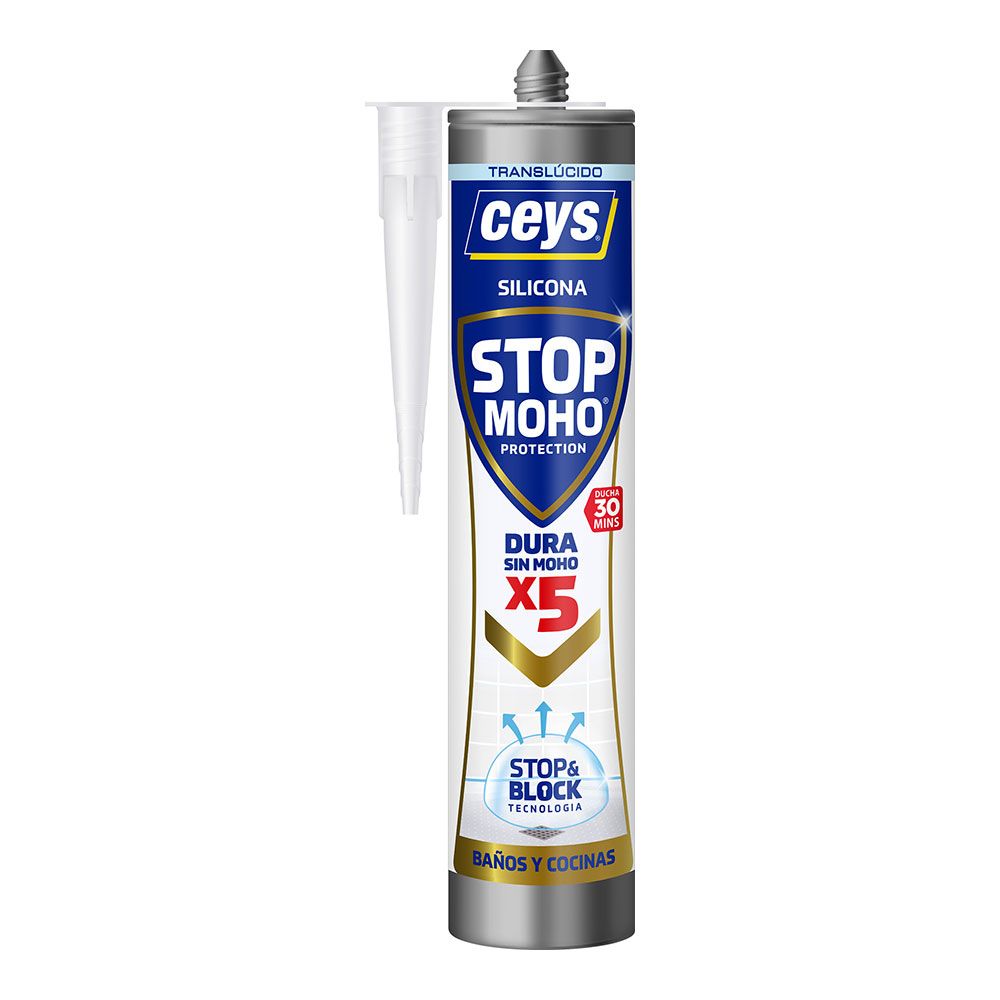 SILICONA STOP MOHO x5 BAÑOS Y COCINAS TRANSPARENTE 280 ml
