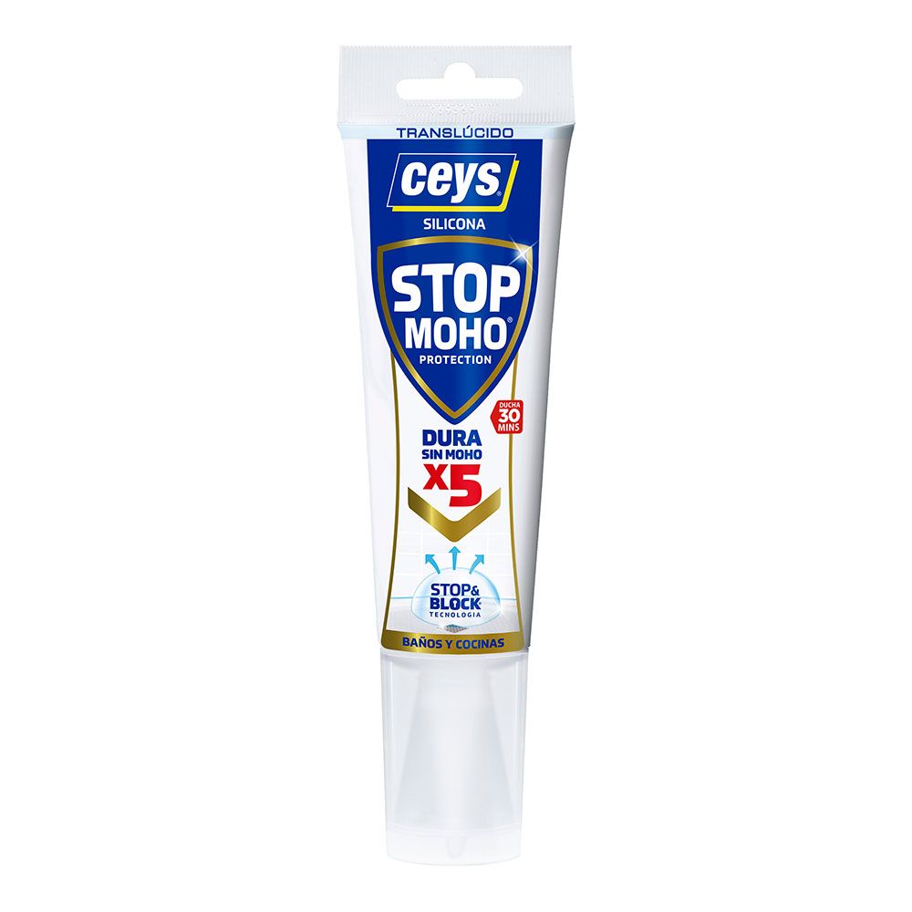 SILICONA STOP MOHO x5 BAÑOS Y COCINAS TRANSPARENTE TUBO 125 ml
