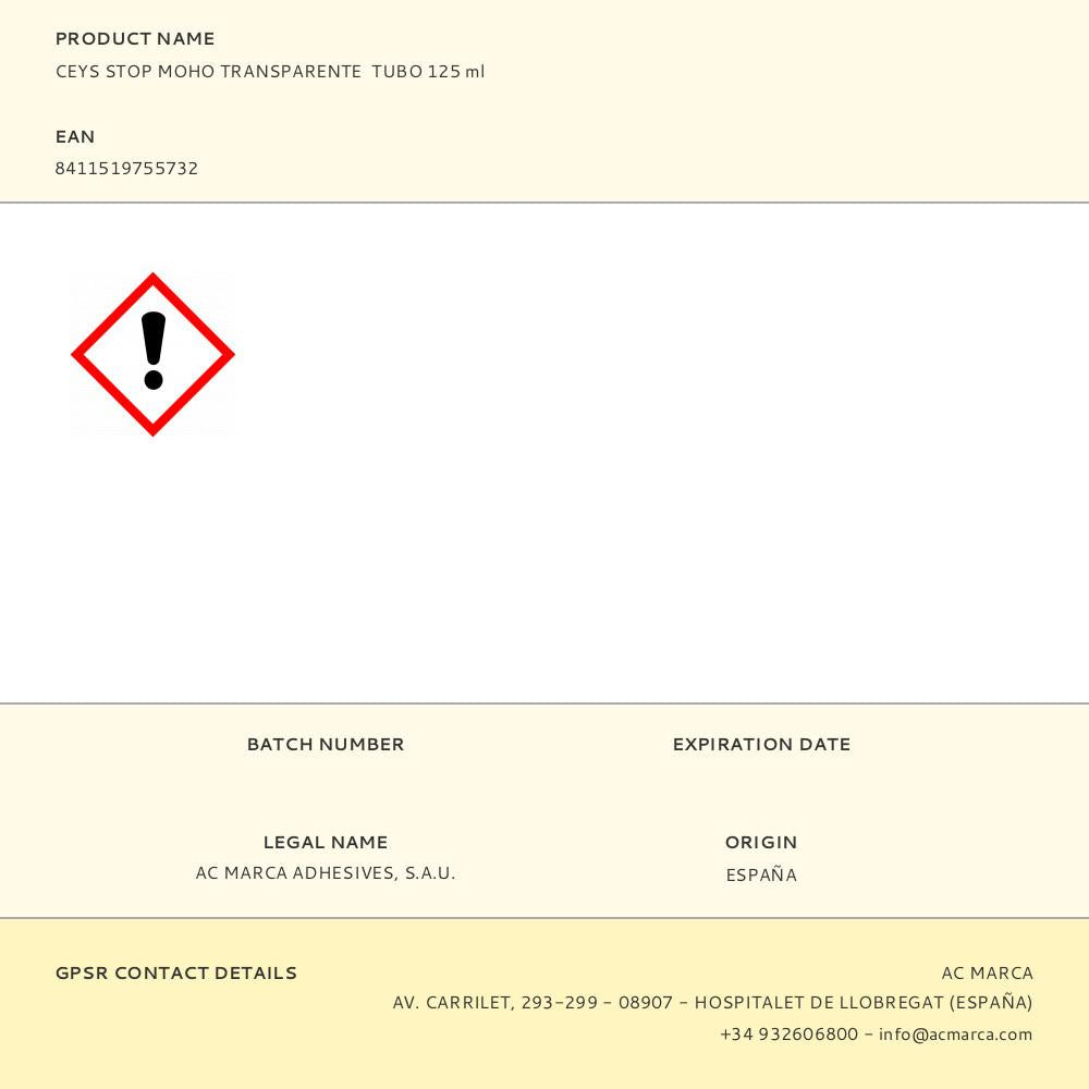 SILICONA STOP MOHO x5 BAÑOS Y COCINAS TRANSPARENTE TUBO 125 ml