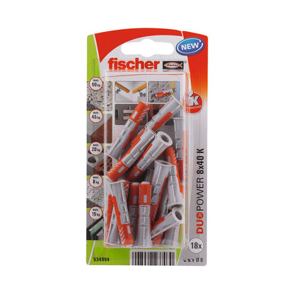TACO DUOPOWER Ø8 x 40 mm, BLISTER 18 uds