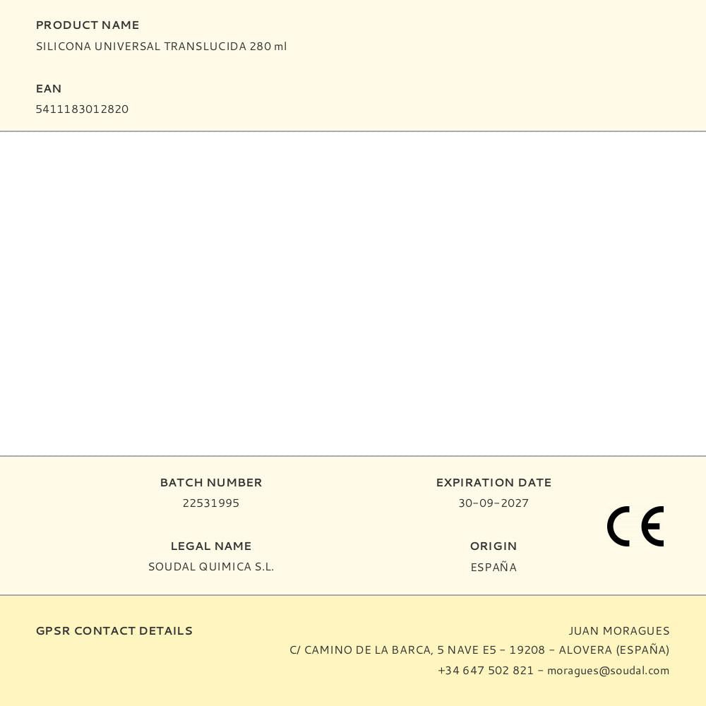 SILICONA UNIVERSAL TRANSLUCIDA 280 ml