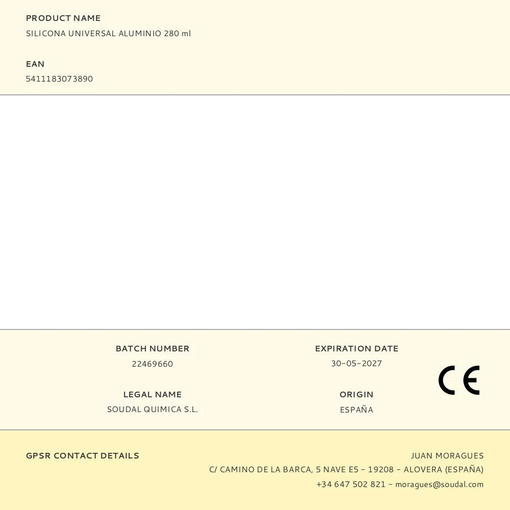 SILICONA UNIVERSAL ALUMINIO 280 ml