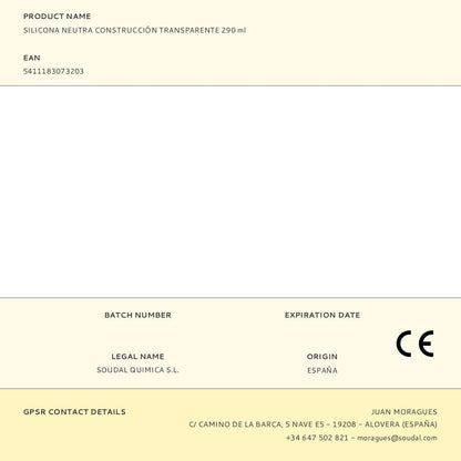 SILICONA NEUTRA CONSTRUCCIÓN TRANSPARENTE 290 ml