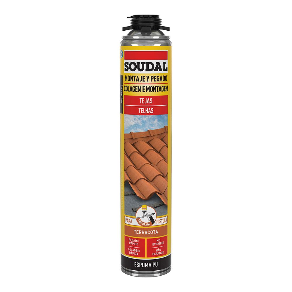 ESPUMA PARA TEJA, PISTOLA, TERRACOTA, 750 ml